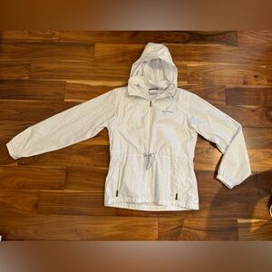 Columbia White Hooded Lightweight Athletic Rain Jacket